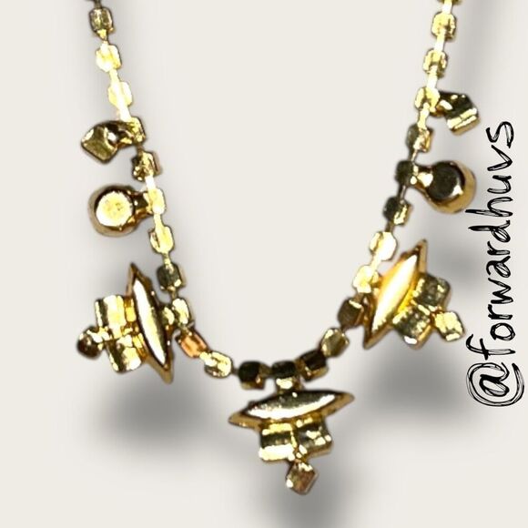 Vintage Rhinestone Statement Necklace – Foldover Clasp – Mid-Century Glam - Picture 6 of 7